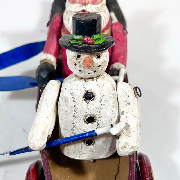 Christmas Around The World Metal Canoe Sleigh Santa Claus Bear and Snowman Used - Picture 6 of 16